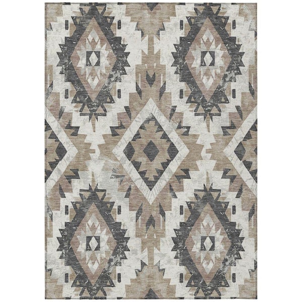 Chantille Machine Washable Indoor/Outdoor Abstract ACN1878 Taupe 8 ft. x 10 ft. Accent Rug