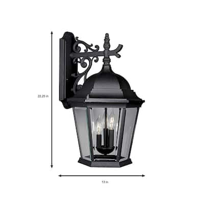 XXL Wall Light Black Outdoor 51cm E27 Weatherproof Balcony House Lantern Lamp