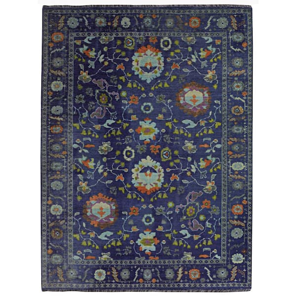Lena Navy and Blue 5 ft. x 7 ft. Transitional Woven Oriental Polyester Rectangle Indoor Area Rug