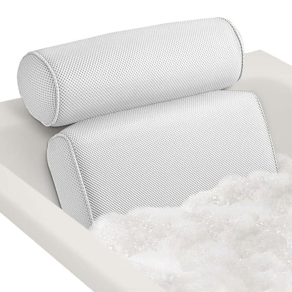 15 in. L x 12.6 in. W x 3 in. H Bath Accessory, Bath Pillow Tub with Thick Soft Air Mesh in White, Fits All Bathtub