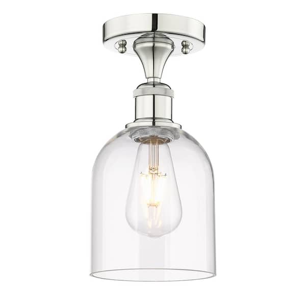 Innovations Bella 5.5 in. 1-Light Polished Nickel Industrial Semi-Flush Mount with Clear Glass Shade