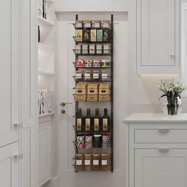 HOME-COMPLETE 9-Tier Black Metal Over the Door Storage Organizer