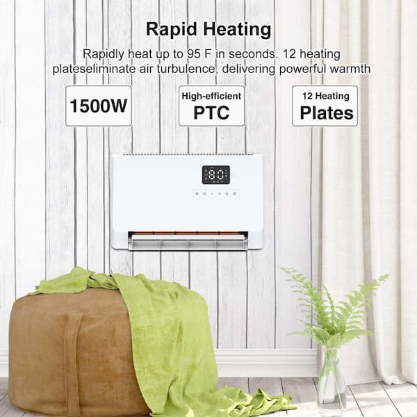 1500W 4.65 in. White Indoor Electric Space Heater w/ECO Thermostat Remote Control, LED Display, 120° Convection/Radiant 27ISA05841