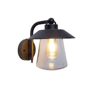 9.84 in. 1-Light Rust Outdoor Wall Lantern Sconce with Photocell