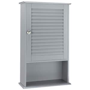 16.5 in. W x 6.5 in. D x 27.5 in. H Gray Bathroom Storage Wall Cabinet Single Door with Height Adjustable Shelf