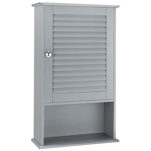 Bunpeony 16.5 in. W x 6.5 in. D x 27.5 in. H Gray Bathroom Storage Wall Cabinet Single Door with Height Adjustable Shelf