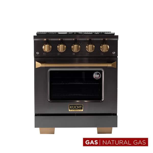 Gemstone Professional 30 in. 4.2 cu. ft. 4-Burners Natural Gas Range with Convection Oven in Titanium Stainless Steel