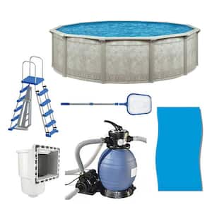 Khaki Venetian 52 in. Deep Round 18 ft. Hard Side Above Ground Swimming Pool Package