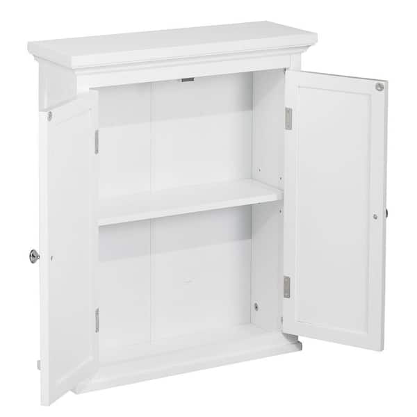 Elegant Home Fashions Simon 20 In W X 24 H 7 D Bathroom Storage Wall Cabinet With 2 Shutter Doors White Hdt583 The Depot - Storage Wall Cabinets Home Depot
