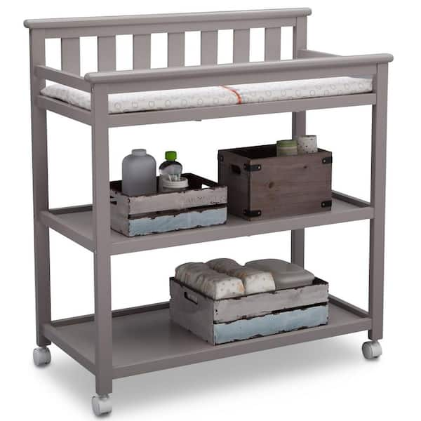 Delta Children Flat Top Changing Table with Casters Grey