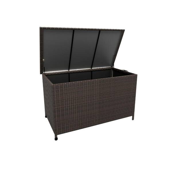 Unbranded 120 Gal. Brown Resin Deck Box with Wheels and Built-In Handles