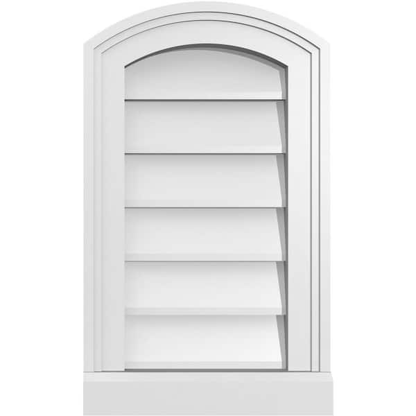 Ekena Millwork 12" x 20" Arch Top Surface Mount PVC Gable Vent: Functional with Brickmould Sill Frame
