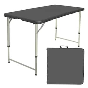 4 Foot Outdoor Fold-in-Half Table Camping Table in Black