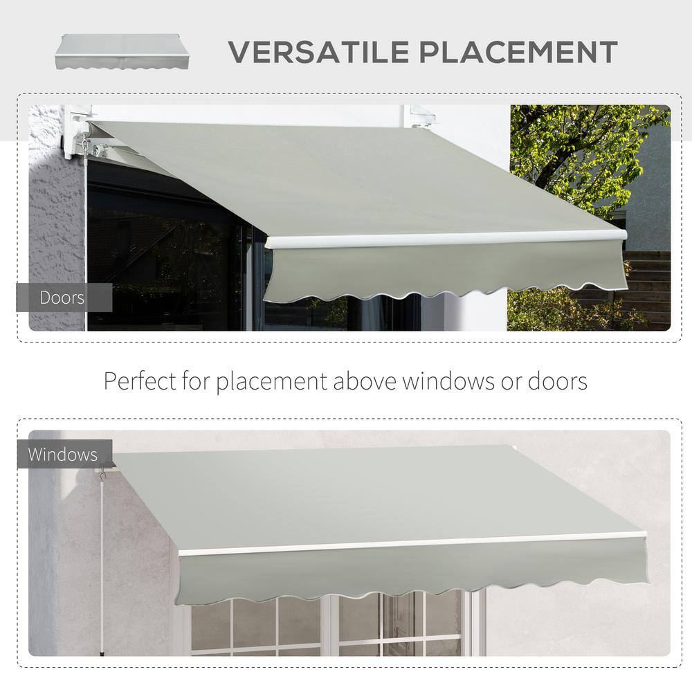 Gray 8' x 7' Aluminum Frame Patio Retractable Awning