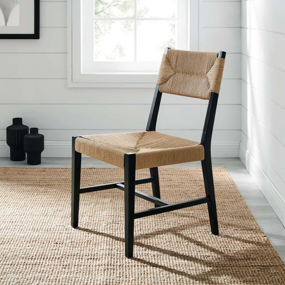 Elm Wood and Cane Black/Natural Dining Side Chair