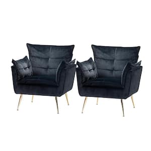 Mδ nico Contemporary and Classic Black Armchair with Metal (Set of 2)