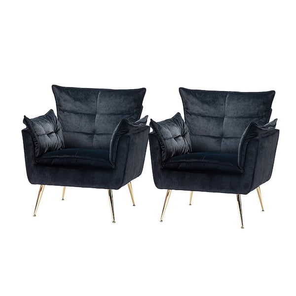 JAYDEN CREATION Mδ nico Contemporary and Classic Black Armchair with Metal (Set of 2)