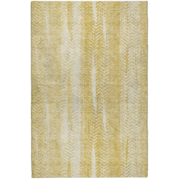 Dream Shag Premium Machine Washable Abstract ADS694 Gold 5 ft. x 7 ft. 6 in. Area Rug