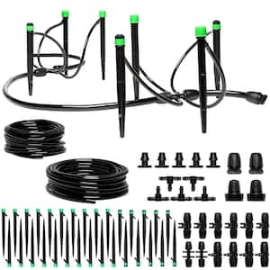 Adjustable Drip Irrigation Watering Kit System for Raised Garden Bed, Lawn with Drip Emitters, 1/4 Tubing and Connectors