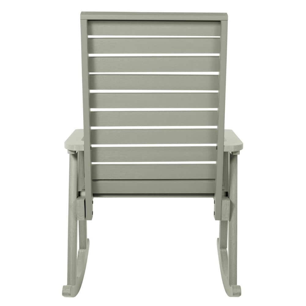 Weatherly Gray Eucalyptus Outdoor Rocking Chair with Arms
