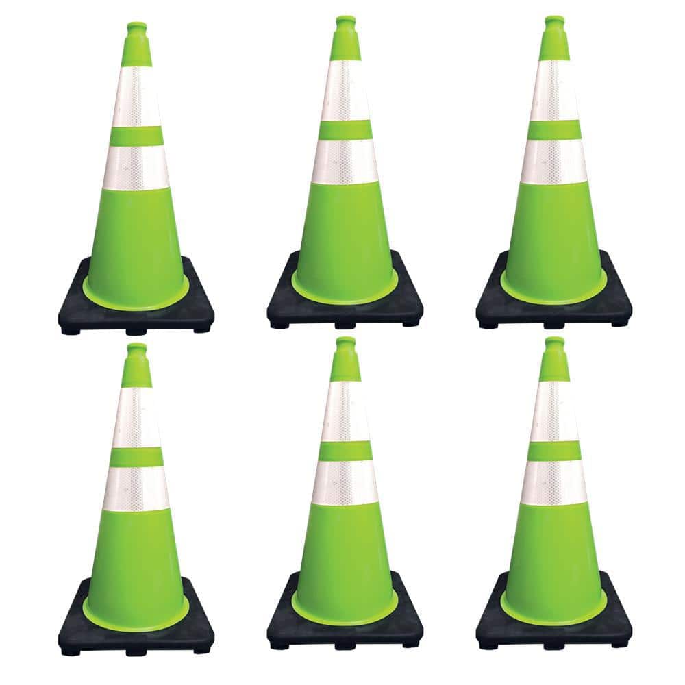 28 in. Lime Green Traffic Cone with Black Base and 4 in. and 6 in. Reflective Collars 7 lbs. (6-Pack) price history on PriceWatchPro