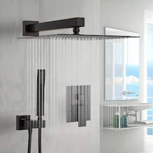 2 Functions Shower Head with 1.8 GPM 10 in.Wall Mounted Square Shower System in Oil Rubber Bronze