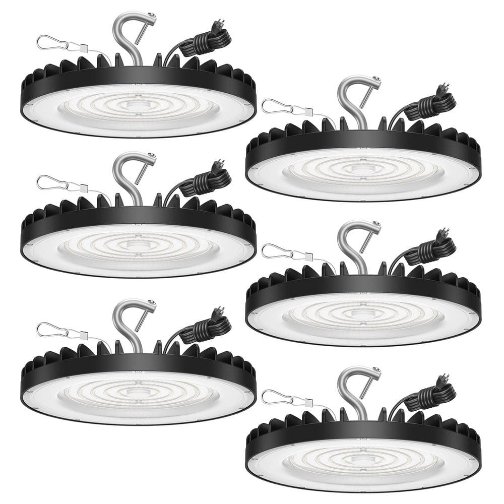 6-Pack 5 ft. 200 W Equivalent Integrated LED Black High Bay Light for Warehouse Workshop Barn Factory, Waterproof price history on PriceWatchPro