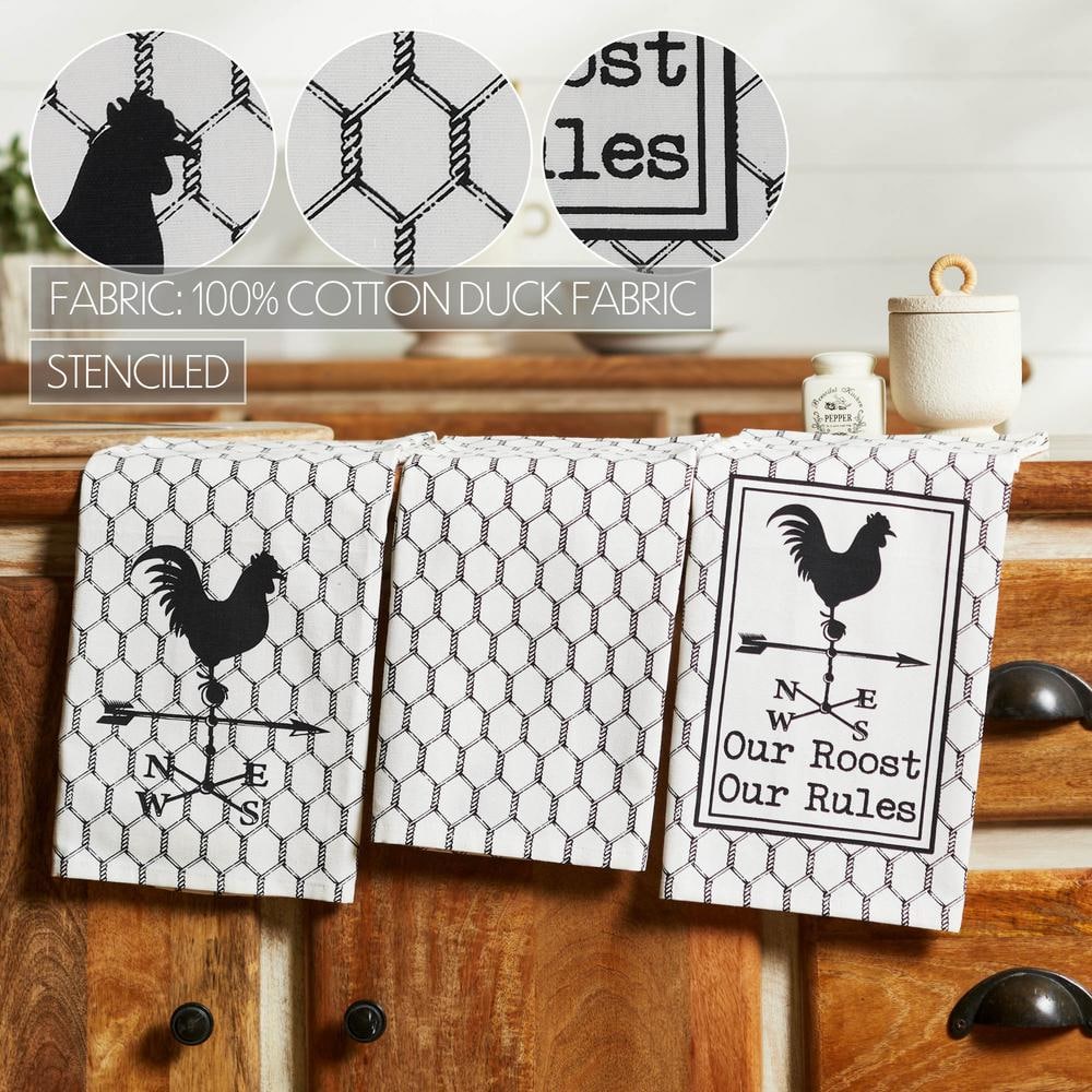 Down Home Soft White Cotton Farmhouse Tea Towel Set