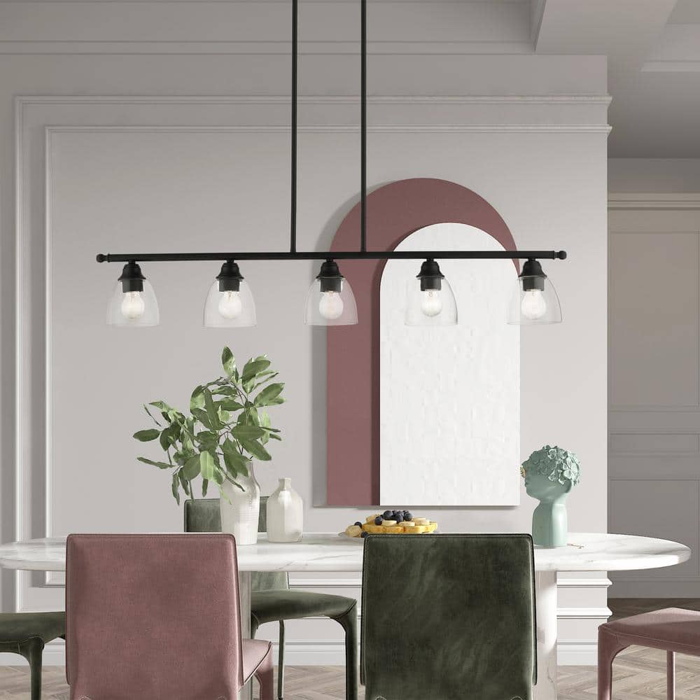 Montgomery Black Steel 5-Light Linear Chandelier