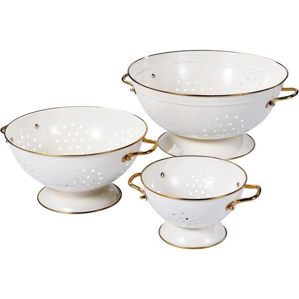 Metal Colander Set of 3, Strainer Basket with Handles for Spaghetti, Pasta, Berry, Vegetable and Fruit