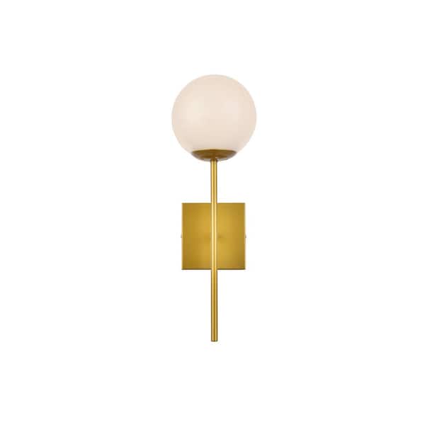 Unbranded Home Living 5.9 in. 1-Light Brass Vanity Light with Glass Shade