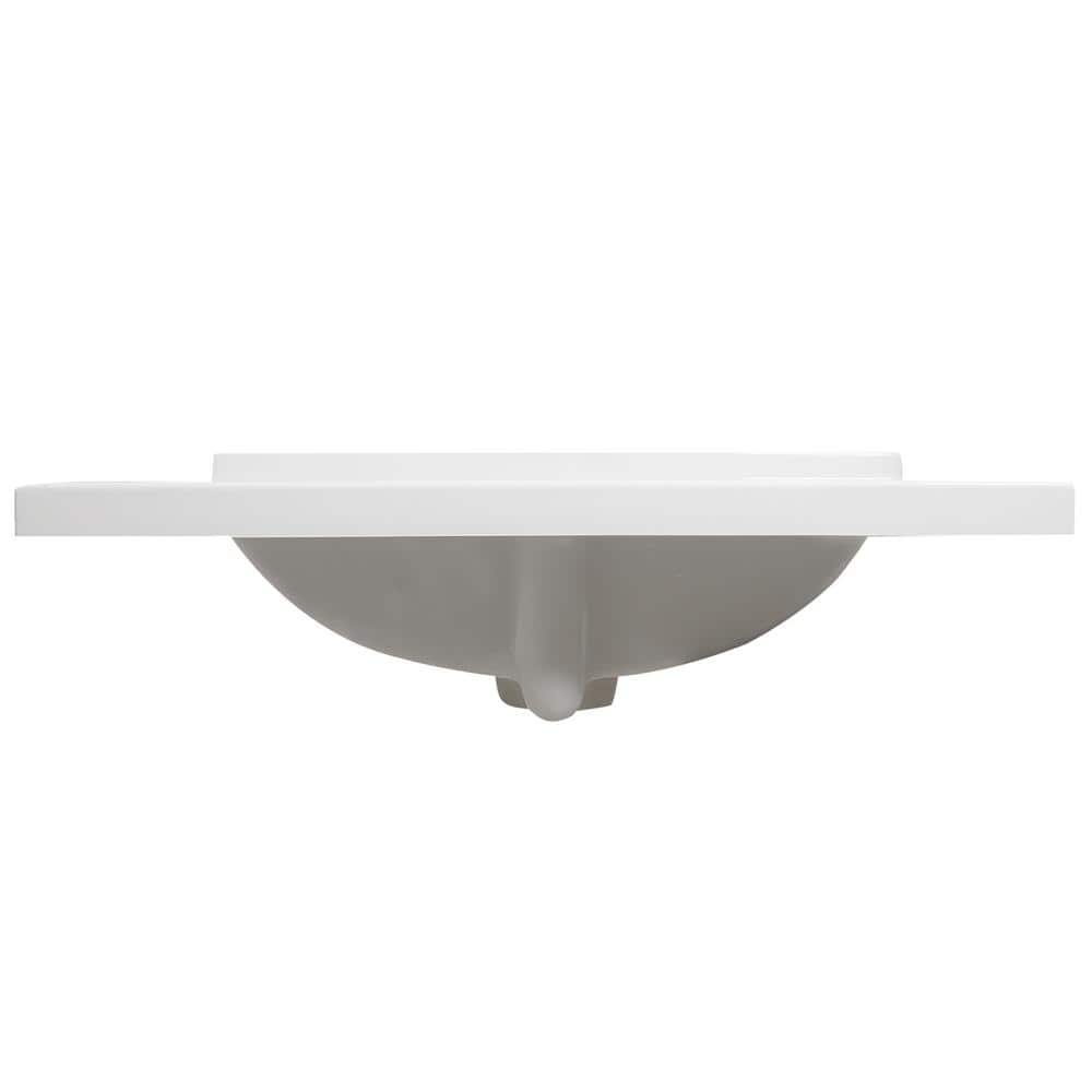 25-Inch Solid White Cultured Marble Vanity Top with Backsplash