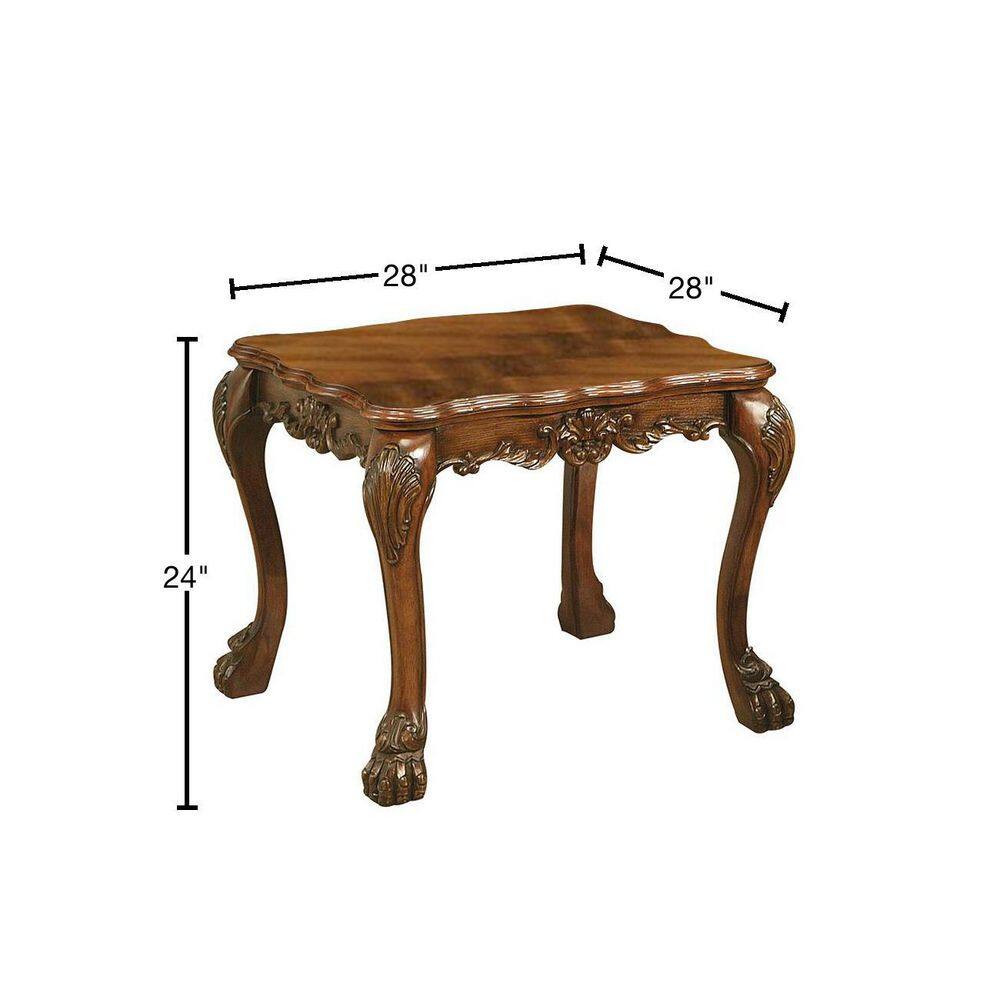 Cherry Oak 28" Traditional Wood and Metal End Table