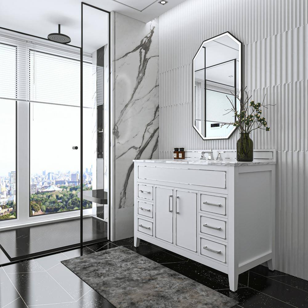 Aspen 48'' White Marble Top Single Bathroom Vanity