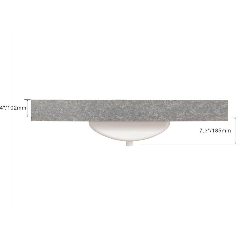 37'' White Ceramic Single Bathroom Vanity Top with Sink