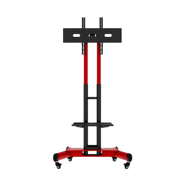 HOMEFUN Universal Iron Swivel Height Adjustable TV Stand Fits TVs up to 32-79 in. Red with Tilt Max VESA 600x400mm