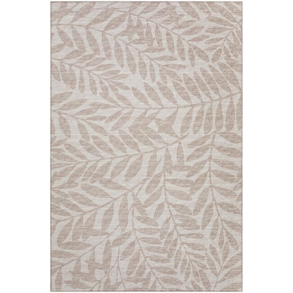 Yuma Beige 10 ft. x 14 ft. Geometric Indoor/Outdoor Washable Area Rug