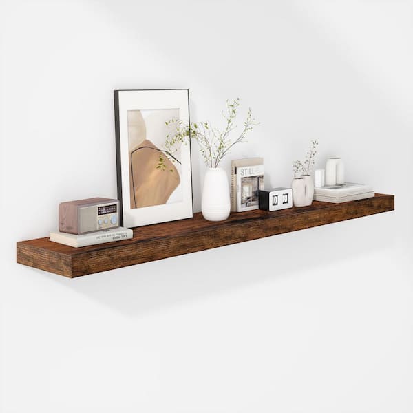 Unbranded 48 in. W x 8 in. D Rustic Brown Floating Decorative Wall Shelf