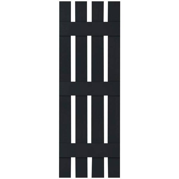 Ekena Millwork 16-1/4 in. x 59 in. Lifetime Vinyl Custom Four Board Spaced Board and Batten Shutters Pair Black