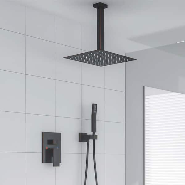 Magic Home 1-Spray Patterns with 1.8 GPM 12 in. Ceiling Mounted Dual Shower Head in Oil Rubbed Bronze
