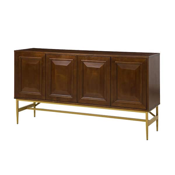 JAYDEN CREATION Lewis Walnut 65 in. Wide Contemporary Sideboard with Metal Legs