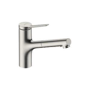 Zesis Pull Out Sprayer Kitchen Faucet in Stainless Steel Optic