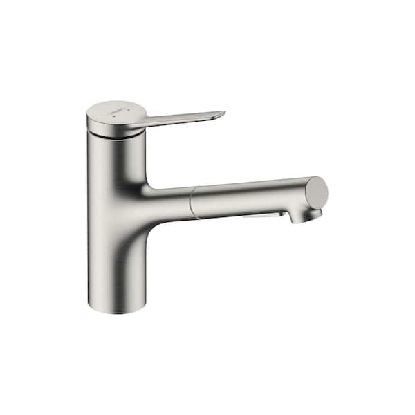 Hansgrohe Zesis Pull Out Sprayer Kitchen Faucet in Stainless Steel Optic