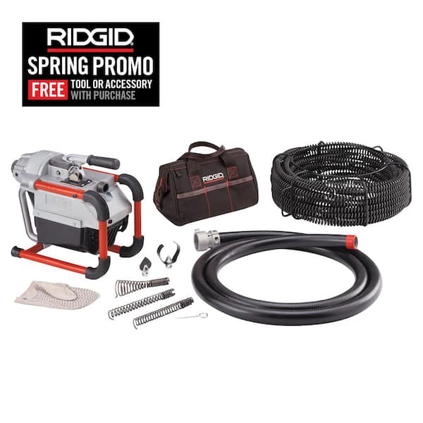 K-60SP-SE Compact Sectional Drain Cleaning Snake Auger Sewer Machine + Tool Kit and Cable Kit