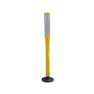 42 in. Yellow Flat Delineator Post and Base with 3 in. x 12 in. High-Intensity White Strip