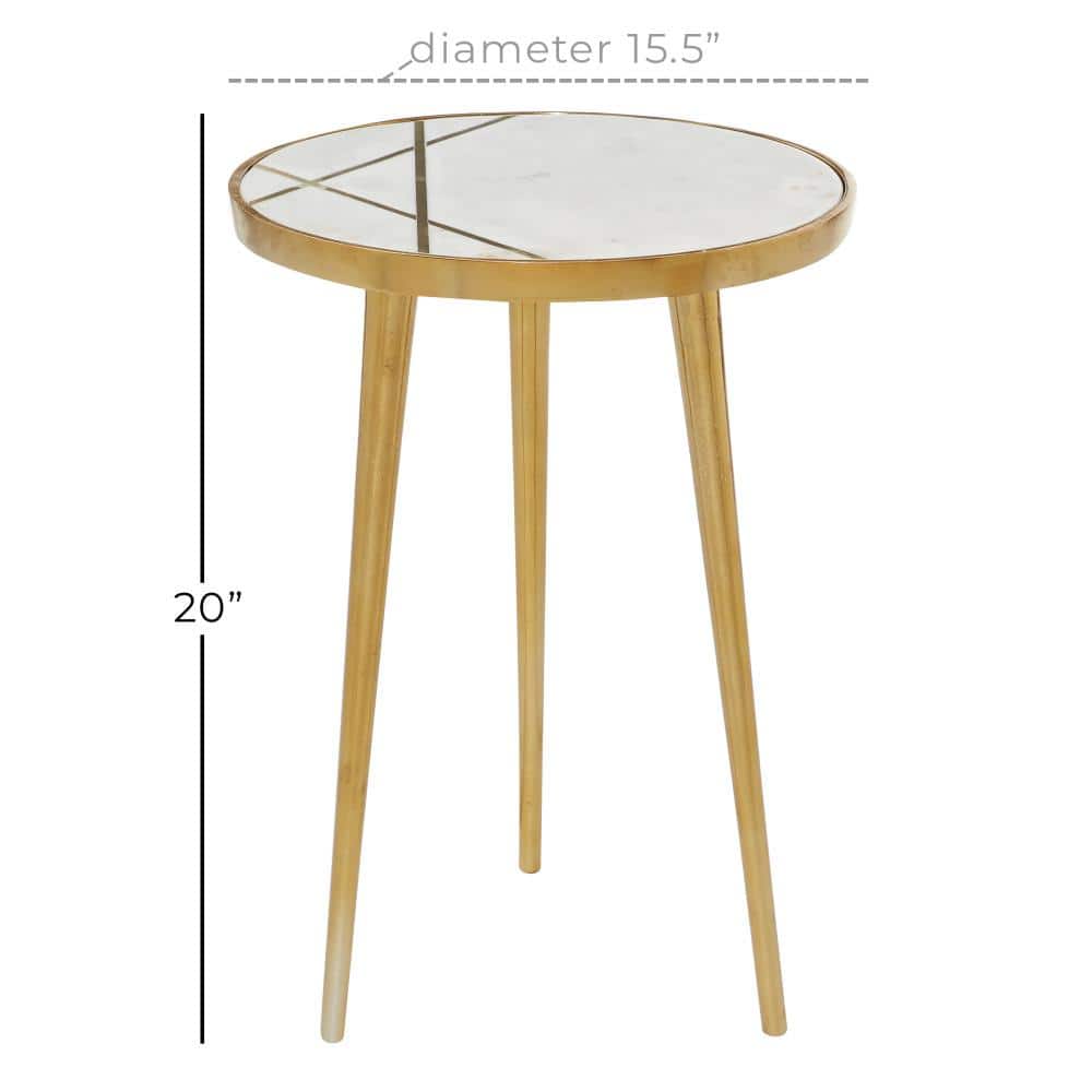 Elegant Round Marble Top Accent Table with Gold Metal Tripod Base