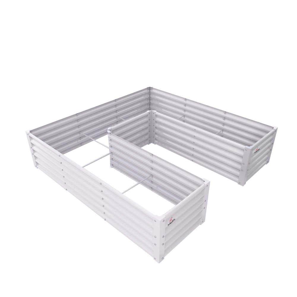 6 ft. x 6 ft. x 1.5 ft. Antique White U-Shaped Outdoor Metal Raised Garden Bed, Planter Box for Vegetables, Flowers price history on PriceWatchPro