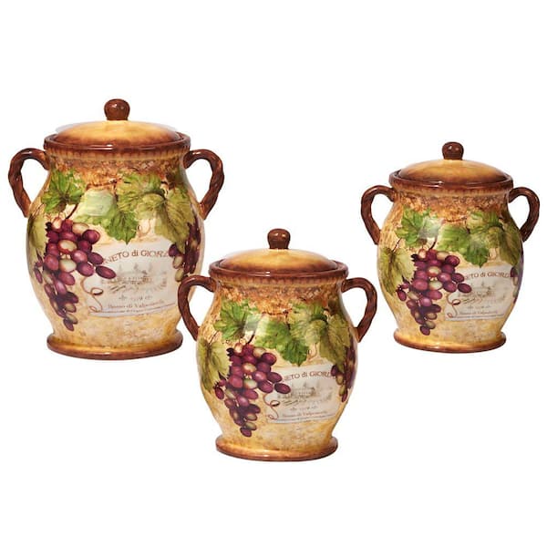 Certified International Gilded Wine 3-Piece Canister Set