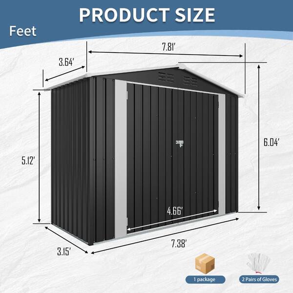 Aobabo 8 ft. W x 4 ft. D Outdoor Storage Metal Shed with Sliding