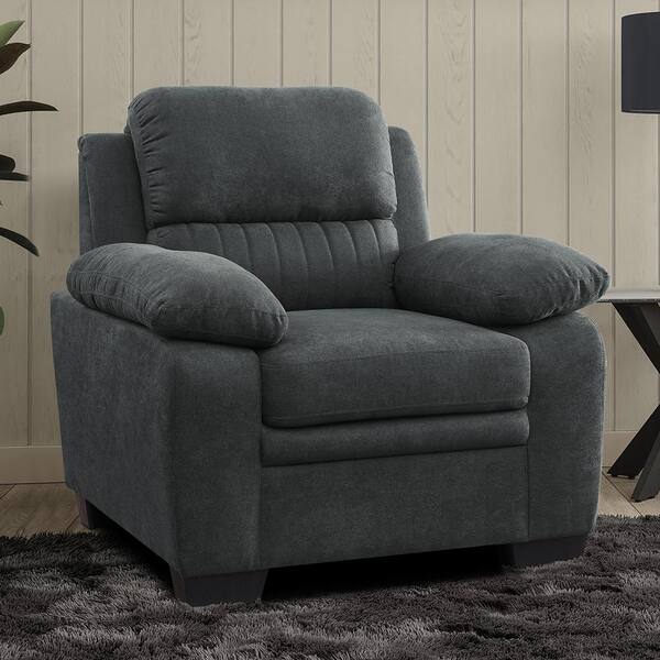 Unbranded Deliah Dark Gray Textured Fabric Arm Chair